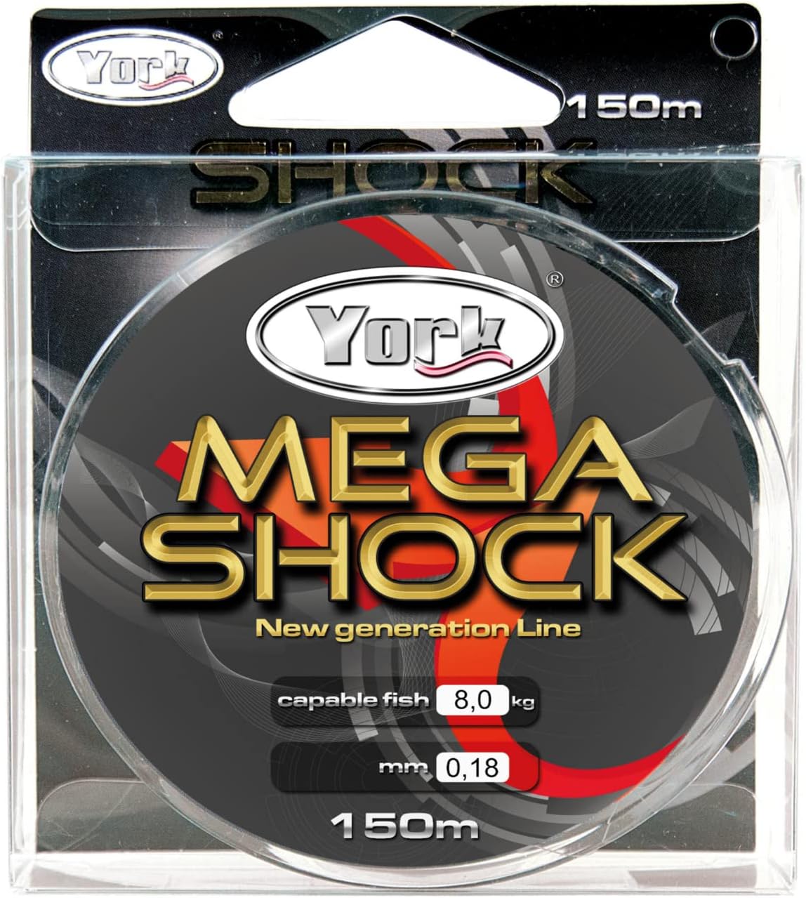 YORK Mega Shock Fishing Line 150 m 0.14 mm – 0.40 mm Fishing Line Spool Monofilament Line Top NEU & OVP (0.02 M