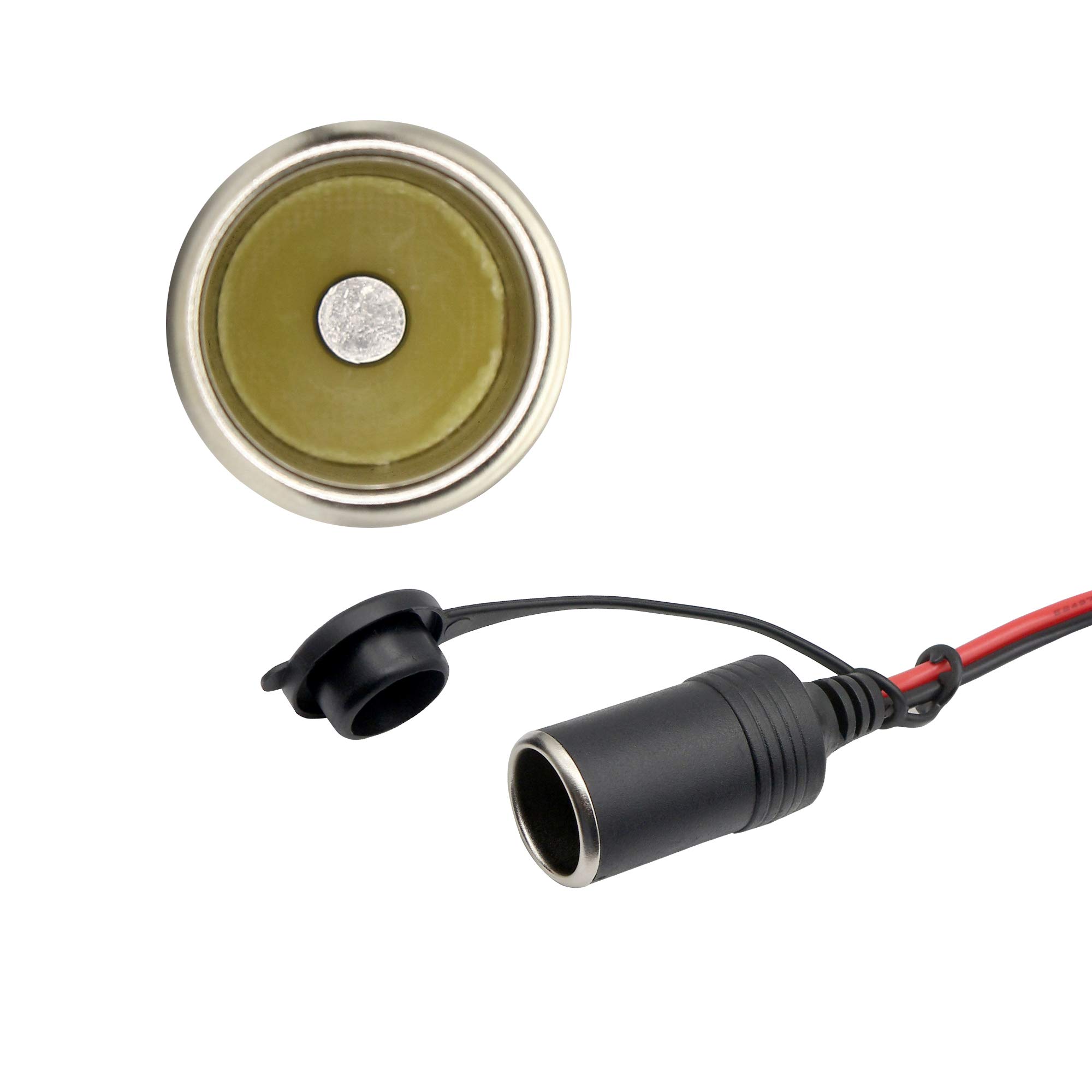Halokny Cavo Accendisigari 12V Con Attacco SAE - 1 Metro, 14 AWG, Fusibile 15A E LED