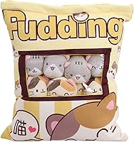 Schattig snack-kussen, knuffeldier, speelgoed, pudding, decoratieve afneembare Kitty Cat Dolls, creatief...