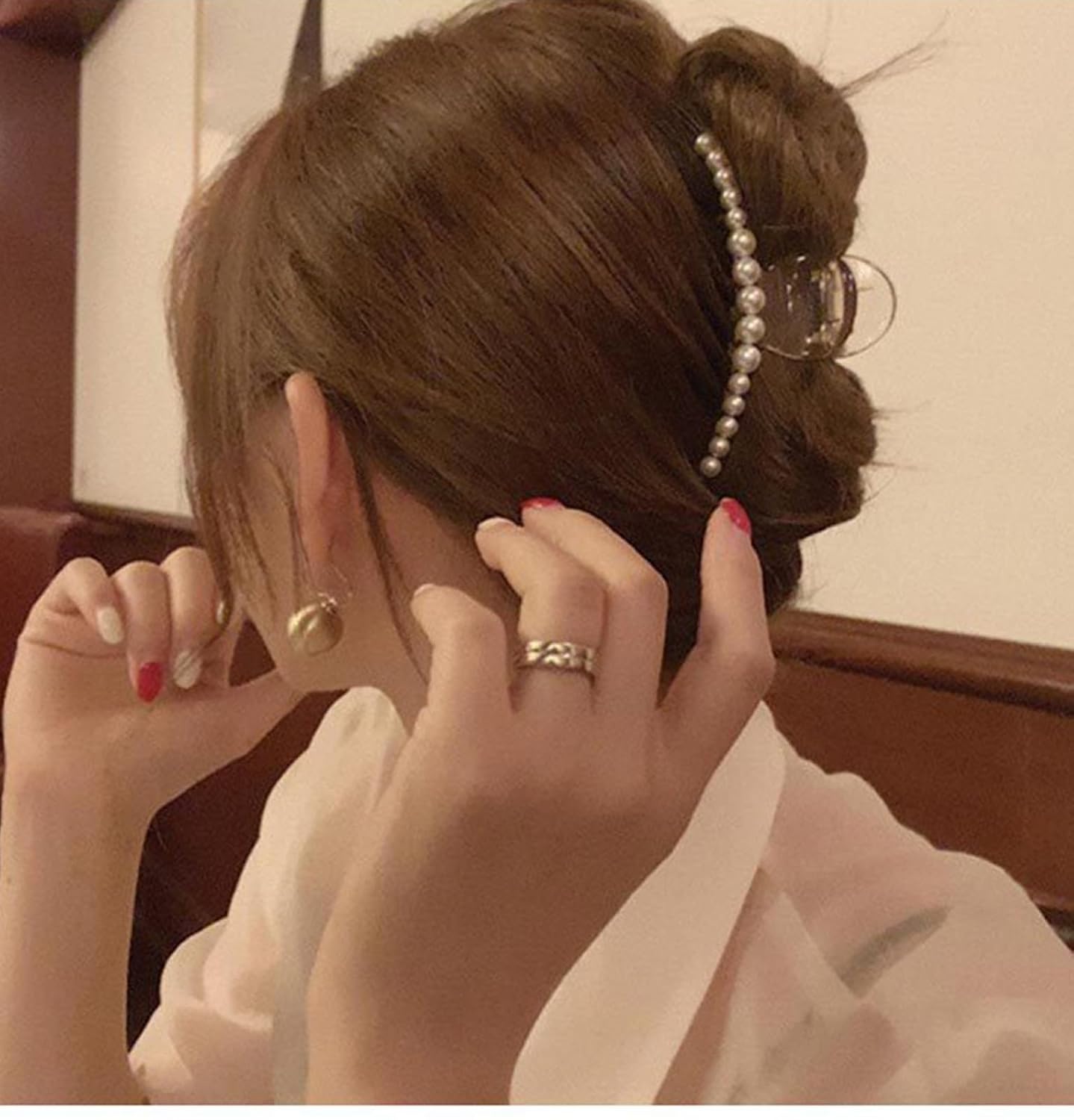 4 Pcs Pearl Hair Claw Clips for Women Girls, Fashion Hair Claws Clip Non Slip Barrettes Jaw Clamps Hair Accessories for Thick Thin Hair (A) - Image 3