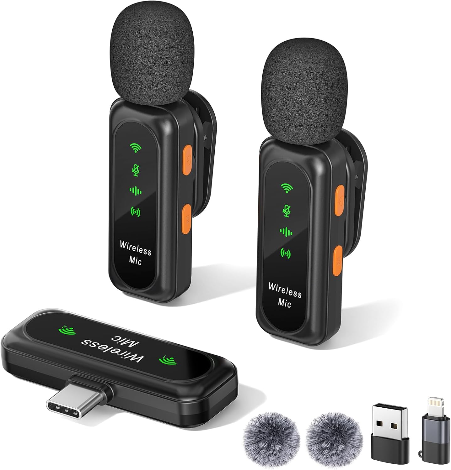 Wireless Lavalier Microphone for iPhone, iPad, Android, PC – 2 Mini Lapel Mic with Noise Cancelling, Clear Audio for YouTube, TikTok, Vlogging & Content Creation