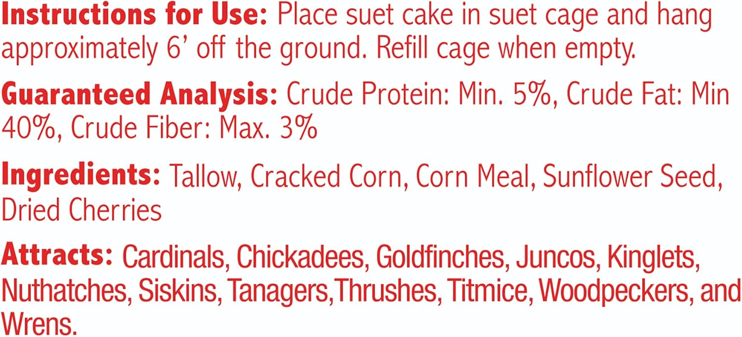 Heath Outdoor Products DDC2-12, Premium Crafted Suet Cakes, Cherry Sunflower, 11.75 Oz., 12 Pack, Natural