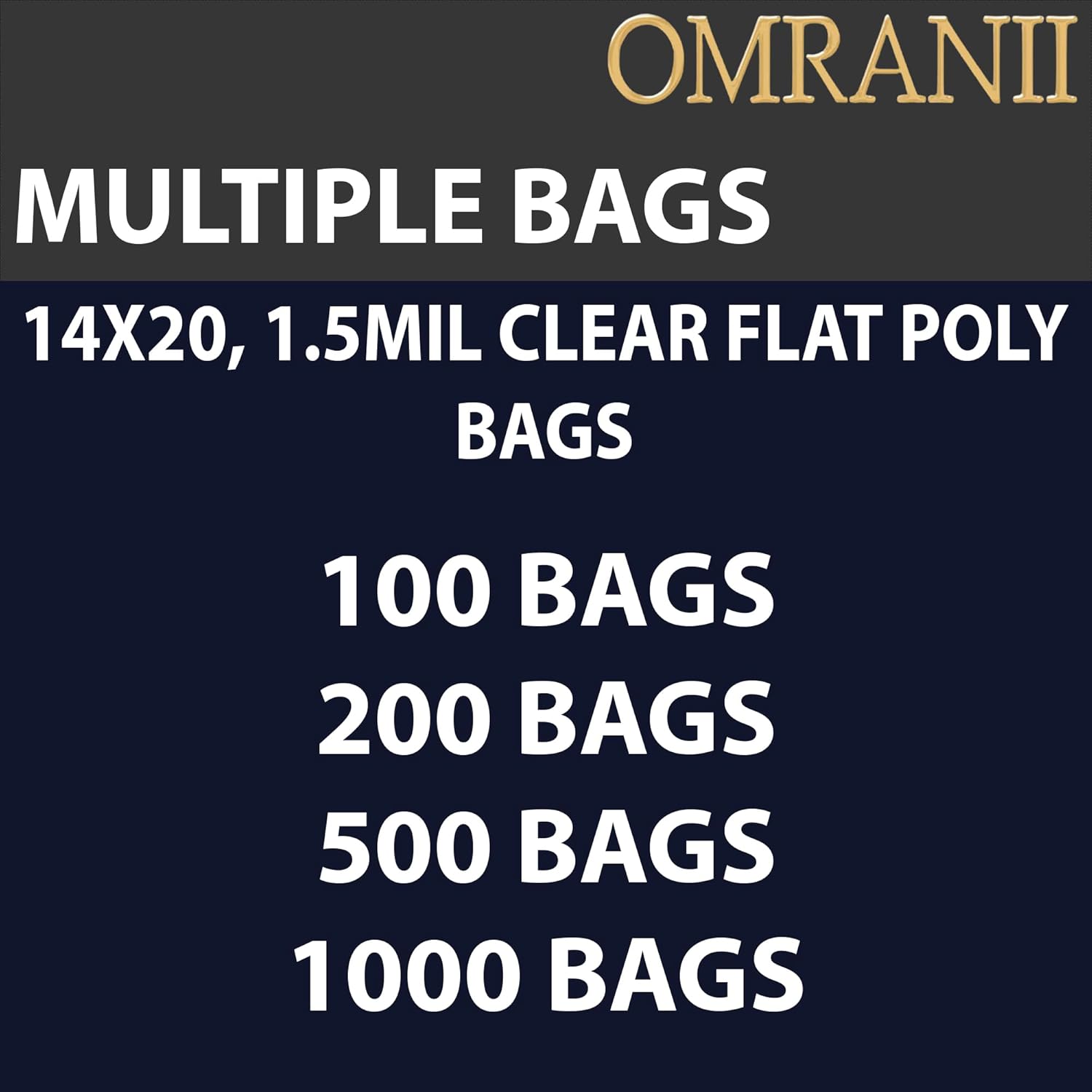 Multiple Sizes Clear Flat Poly Bag, 1.5Mil 14" X 20" & 1000 Bags | Low-Density Polyethylene (LDPE), Flat Open Top Plastic Packaging Packing | Flexible and Durable Plastic Bags