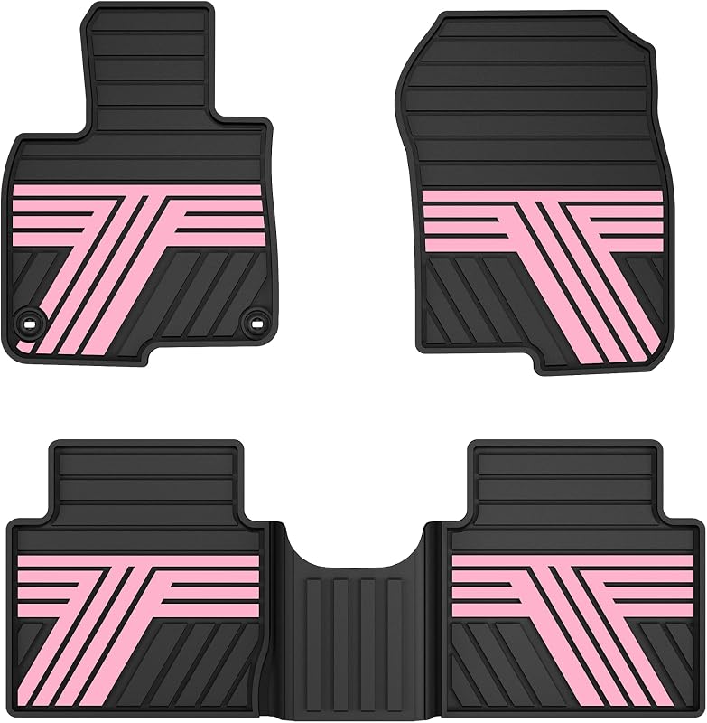 Tapetes automotivos de borracha sob medida para Honda CR-V 2017–2022, preto e rosa, 1ª e 2ª fileiras — TTX LIGHTING