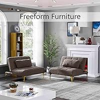 Vista 5 de Sofá cama convertible, sofá cama moderno con respaldo ajustable, patas de metal, sofá biplaza tapizado plegable, sofá seccional, asiento de espuma