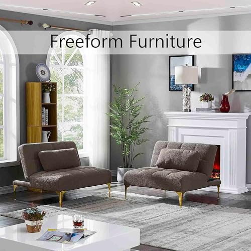 Miniatura 5 de Sofá cama convertible, sofá cama moderno con respaldo ajustable, patas de metal, sofá biplaza tapizado plegable, sofá seccional, asiento de espuma