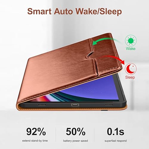 Miniatura 5 de DTTO Funda de cuero prémium con soporte para S-Pen para Samsung Galaxy Tab S9, versión 2023 SM-X710X716BX718U, con soporte para S-Pen y apagado