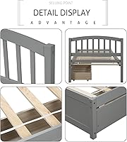 Vista 7 de Harper & Bright Designs Base de cama individual, cama de almacenamiento individual con cajones, cama individual de plataforma para niños