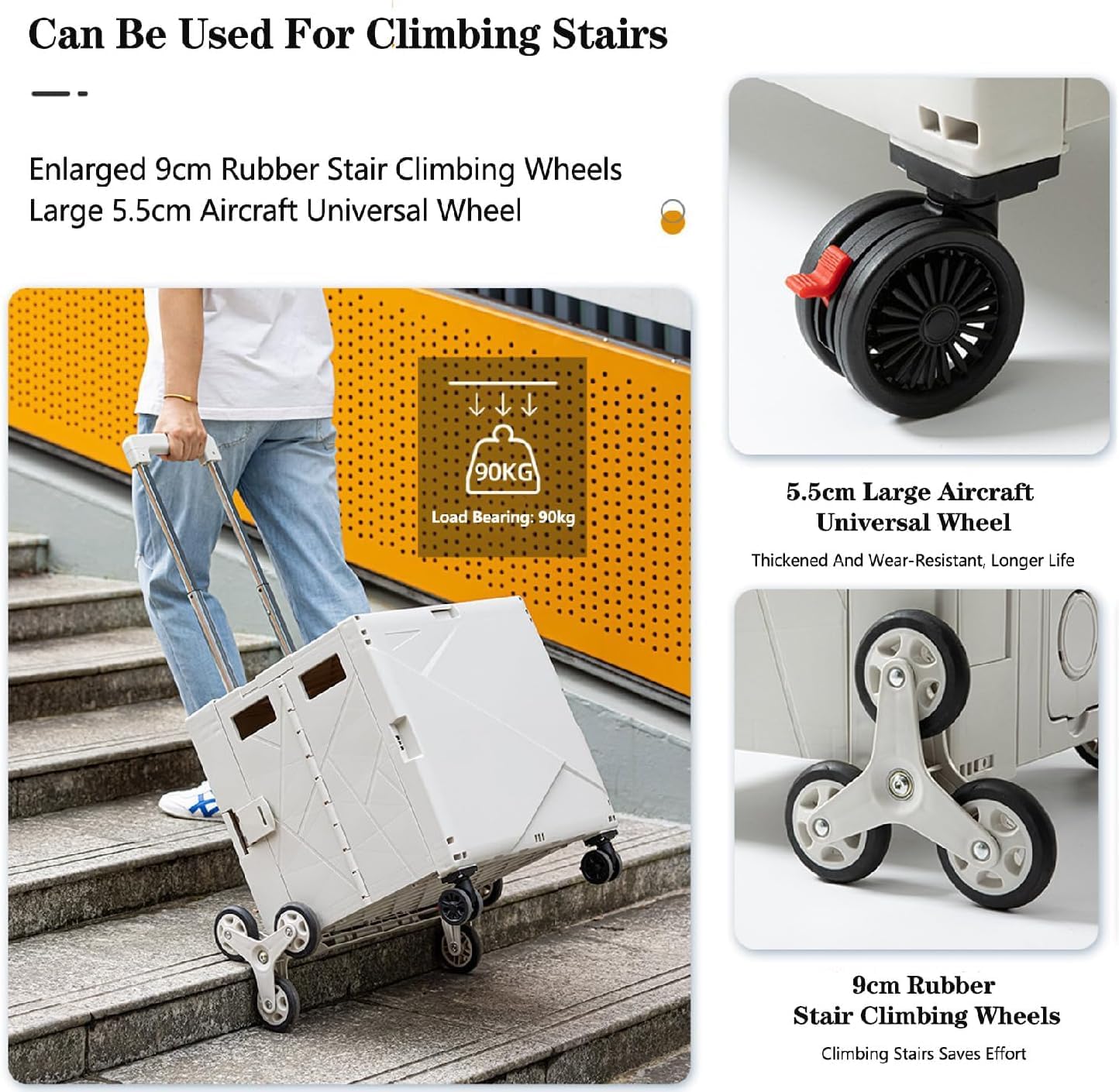 Mobile Tool Trolley Foldable Multi-Functional Handcart Equipped with Stair Climbing Wheels(Green 1)