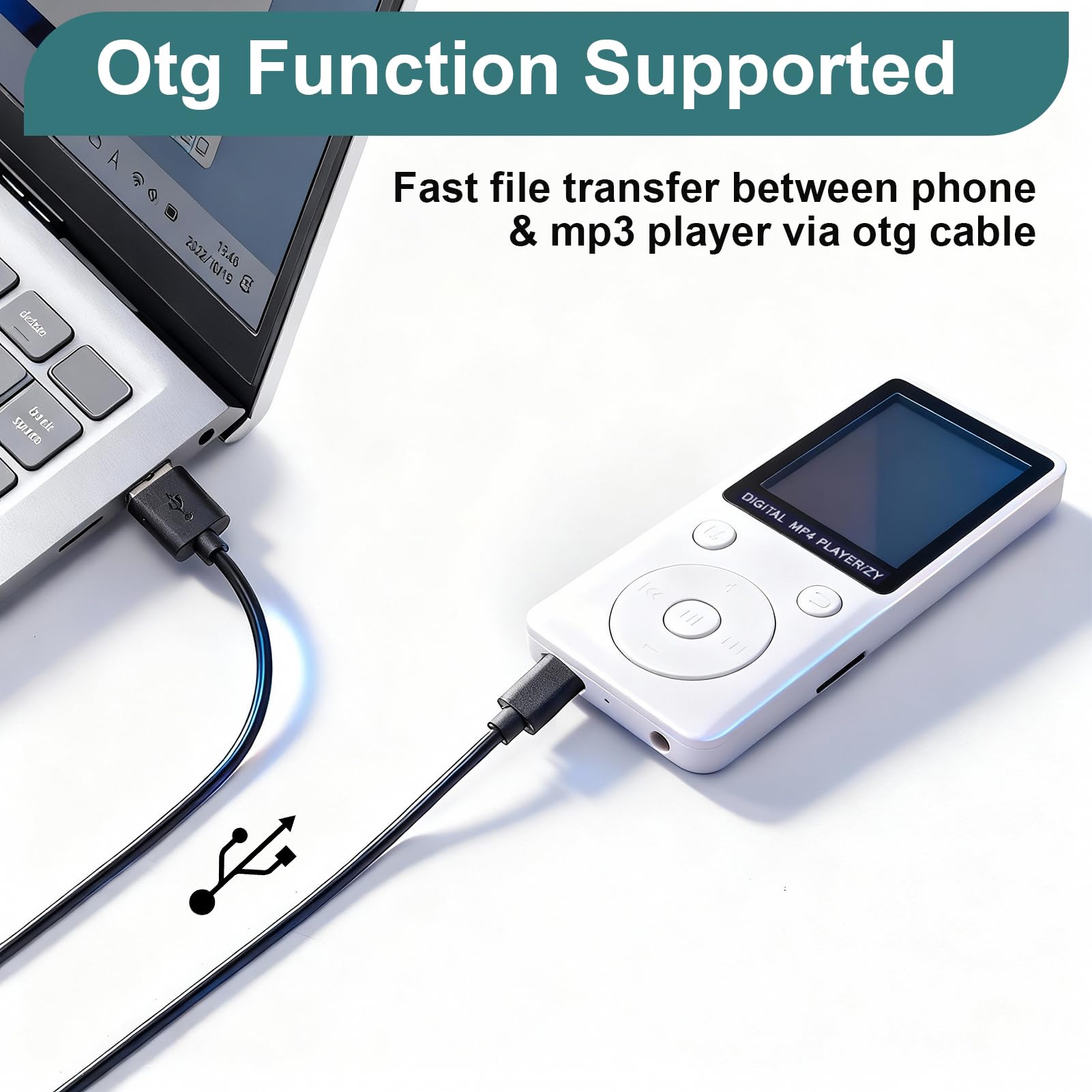 MP3 Player mit Bluetooth 5.2, 32GB Speicherkarte, 1,8 Zoll TFT Farbbildschirm, tragbarer Musikplayer mit Lautsprecher, FM Radio, Sprachaufnahme, E-Book, Video, Fotobetrachter, für Sport