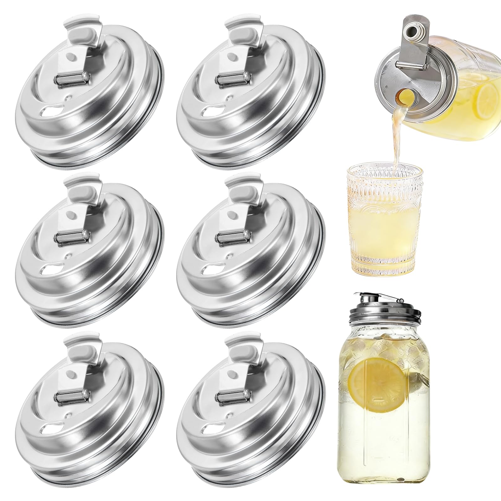 Couvercle bocal Mason inox argenté pour stopper les fuites de liquide