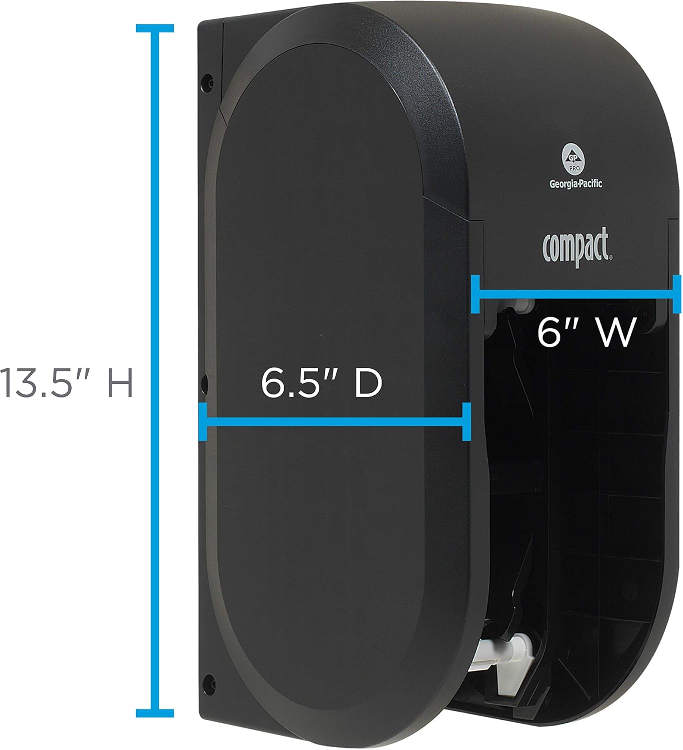 Compact 2-Roll Vertical Coreless High-Capacity Toilet Paper Dispenser by GP PRO (Georgia-Pacific), Black, 56790A, 1 Dispenser (Pack of 2)