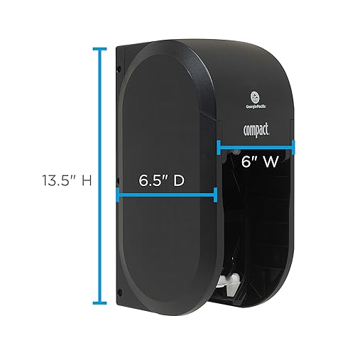 Miniatura 3 de GP PRO (Georgia-Pacific) - Dispensador de papel higiénico compacto de 2 rollos verticales sin núcleo de alta capacidad, negro, 56790A, 1 dispensador