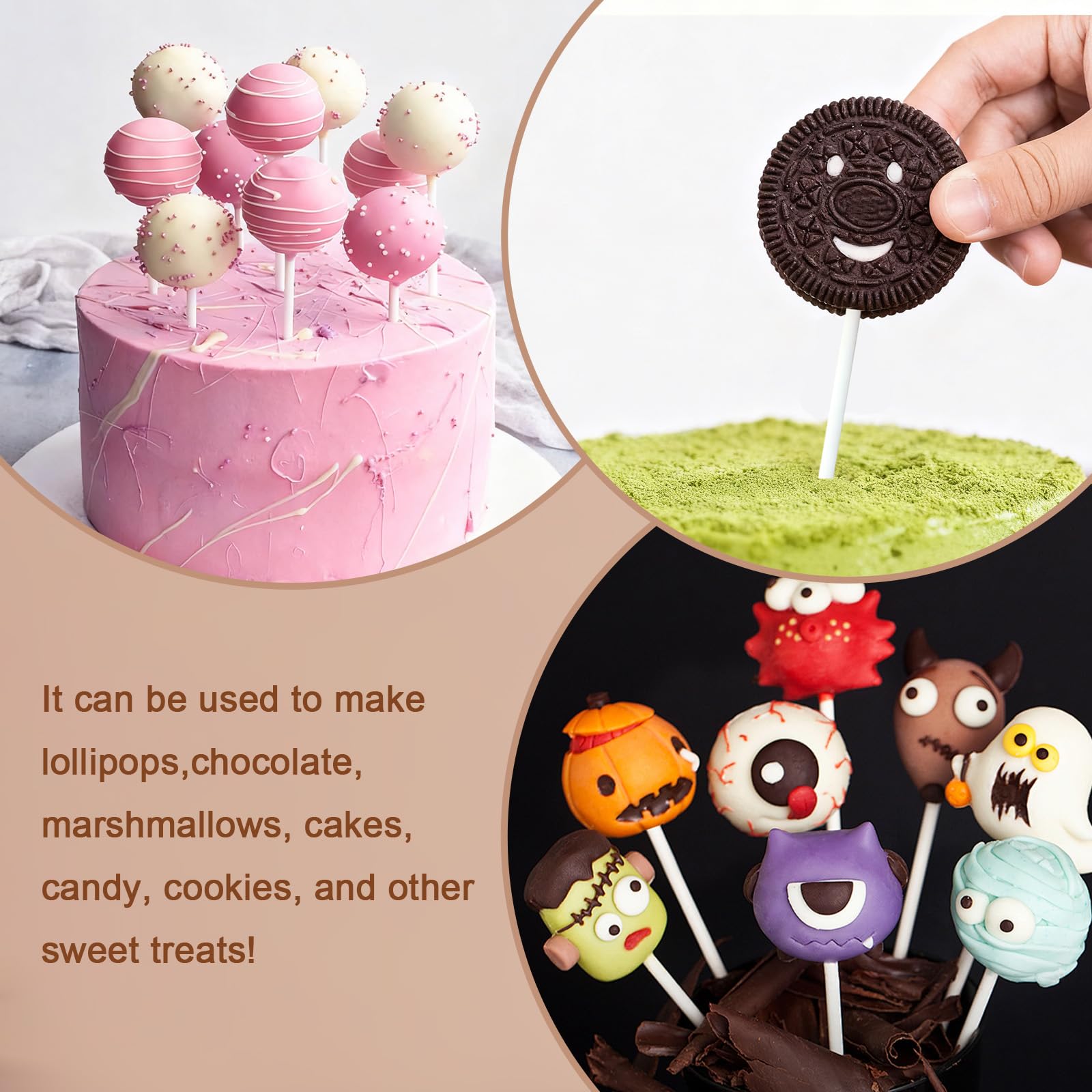Bâtonnets en Papier pour Cake pops 15 cm x 3,5 mm Blancs 100 pièces