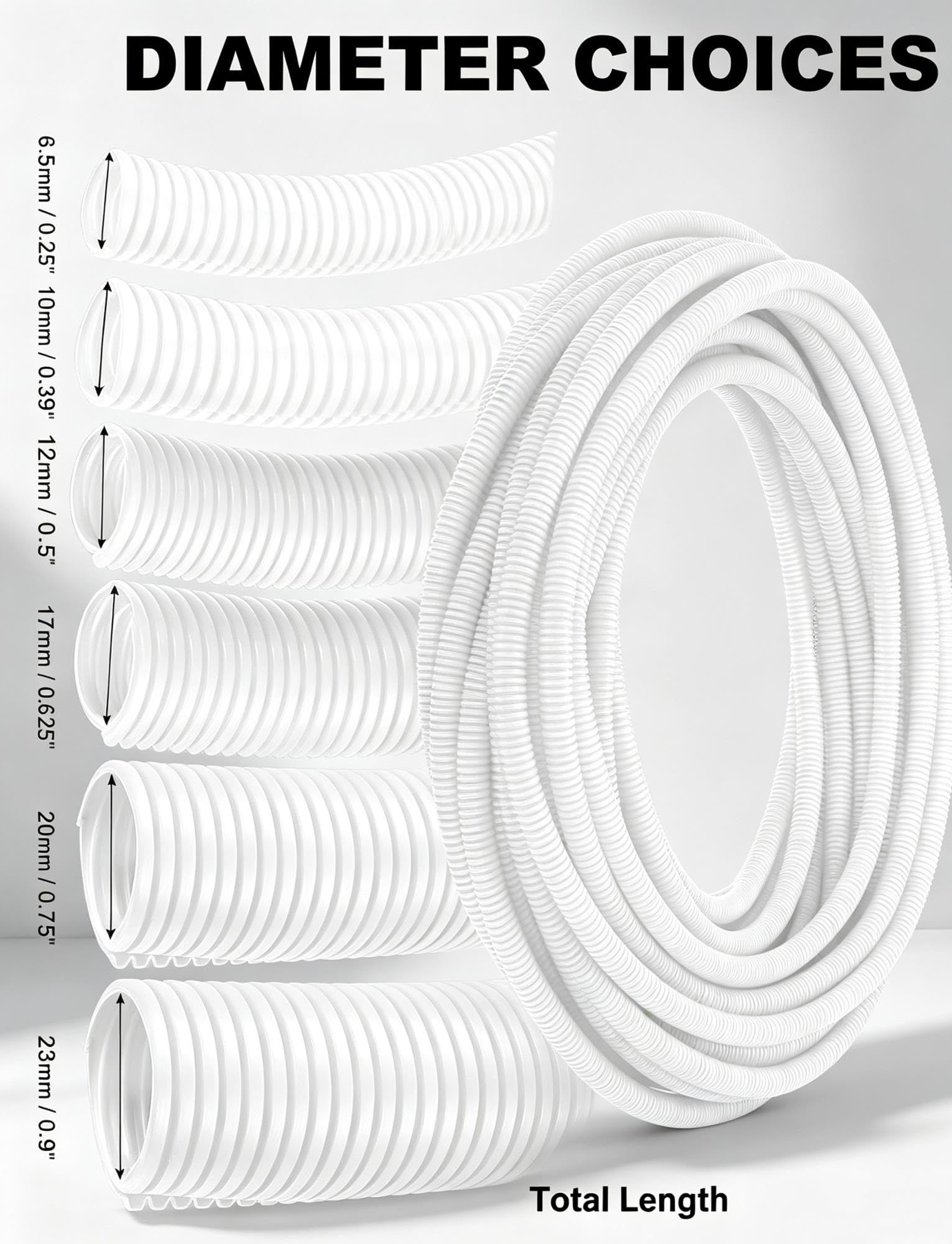Tubo Corrugado Dividido PA Nylon Ignífugo Protección Cable Flexible