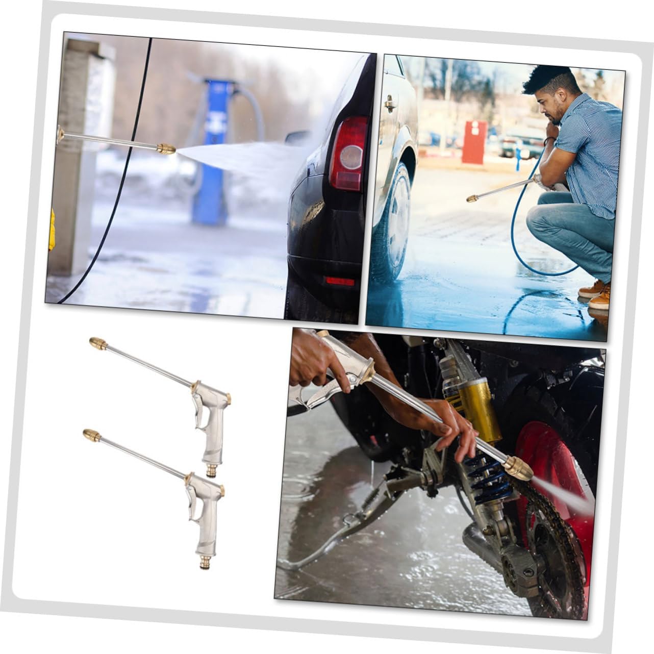 BESPORTBLE 2Pcs High Pressure Car Washing Nozzle Sprayer Sturdy Metal Garden Watering Hose Nozzle for Car Cleaning and Plant Watering Adjustable Spray Patterns