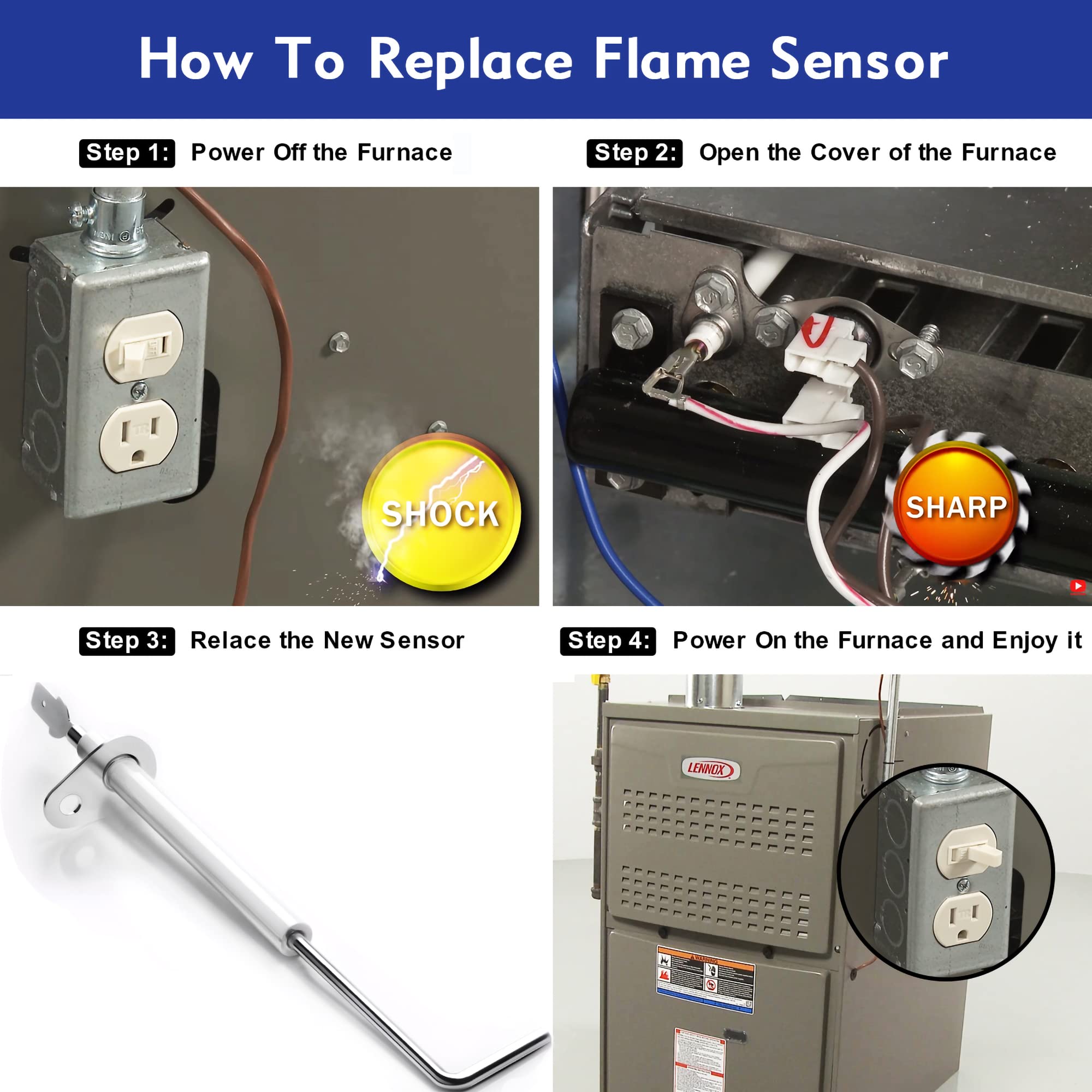 69W43 Flame Sensor Furnace: OEM Upgraded Qualified Flame Sensor