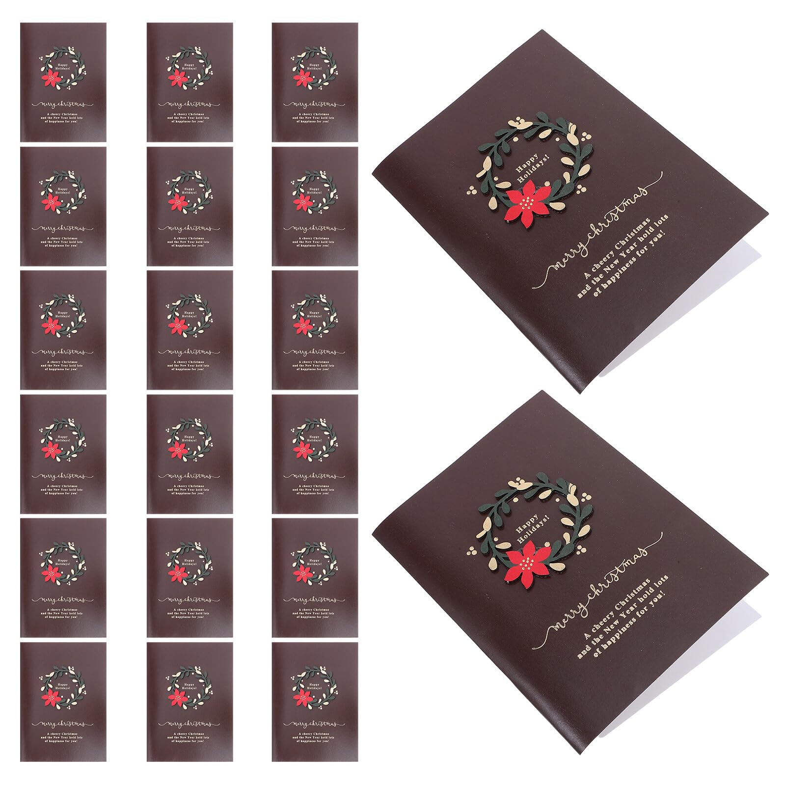 20 Biglietti di Auguri di Natale Vintage con Ghirlanda Carta e Busta Abbinata Set Vuoto per Inviti Natalizi e Messaggi Personalizzati Decorazioni Festive per Feste e