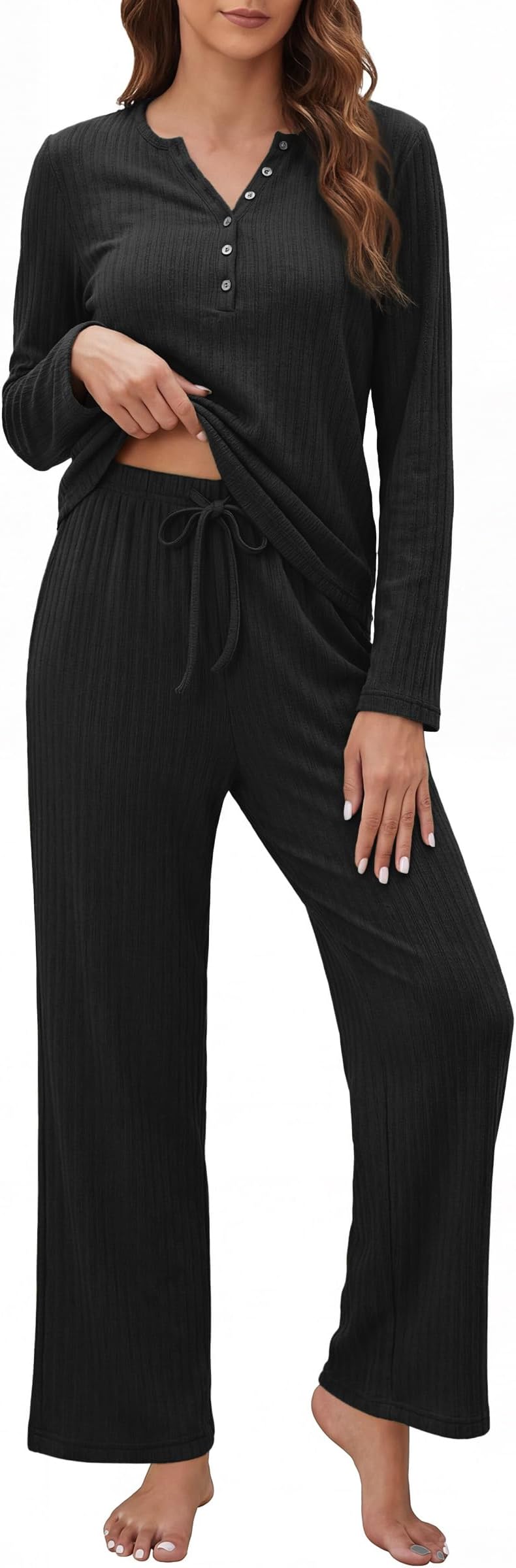 100% Cotton Womens Maternity Nursing Pajamas Sets 2 Piece Pregnancy Delivery Postpartum Lounge Pjs with Pockets