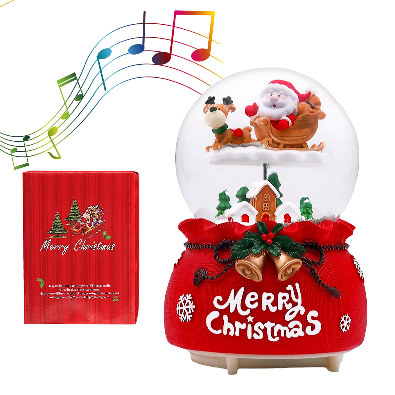 Christmas Snow Globe with Music and Color Lights Large Musical Christmas Snow Globe 6.7inch Musical Water Globe Santa Music Snow Globe Christmas Decorations with Music Box Xmas Gifts for Kids Girls