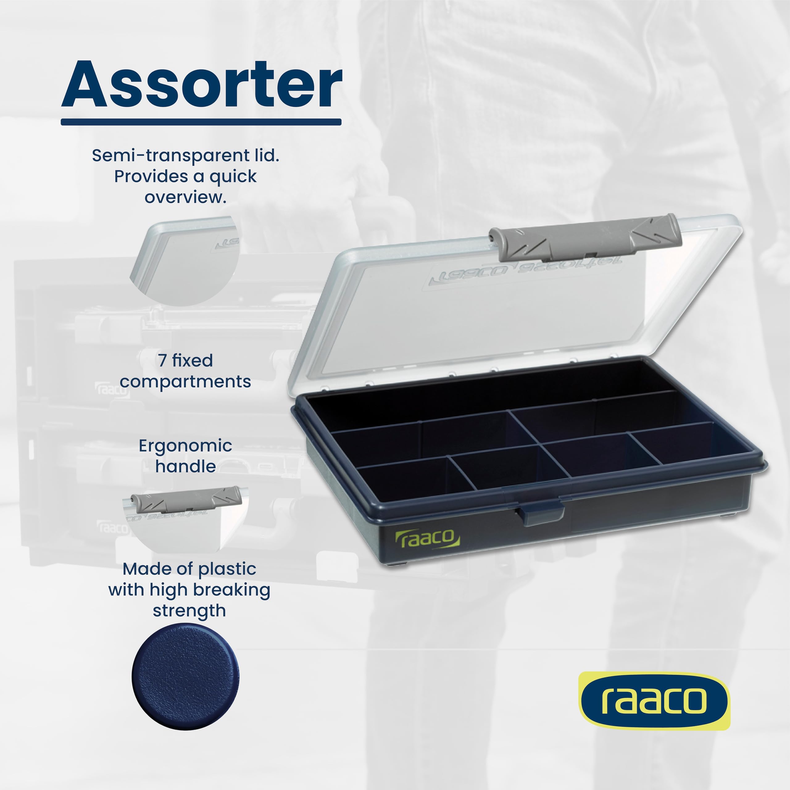 Raaco RAA136136 Organizer, Niebieski/Szary, ‎16 x 7,9 x 3,9 cm; 40,82 g