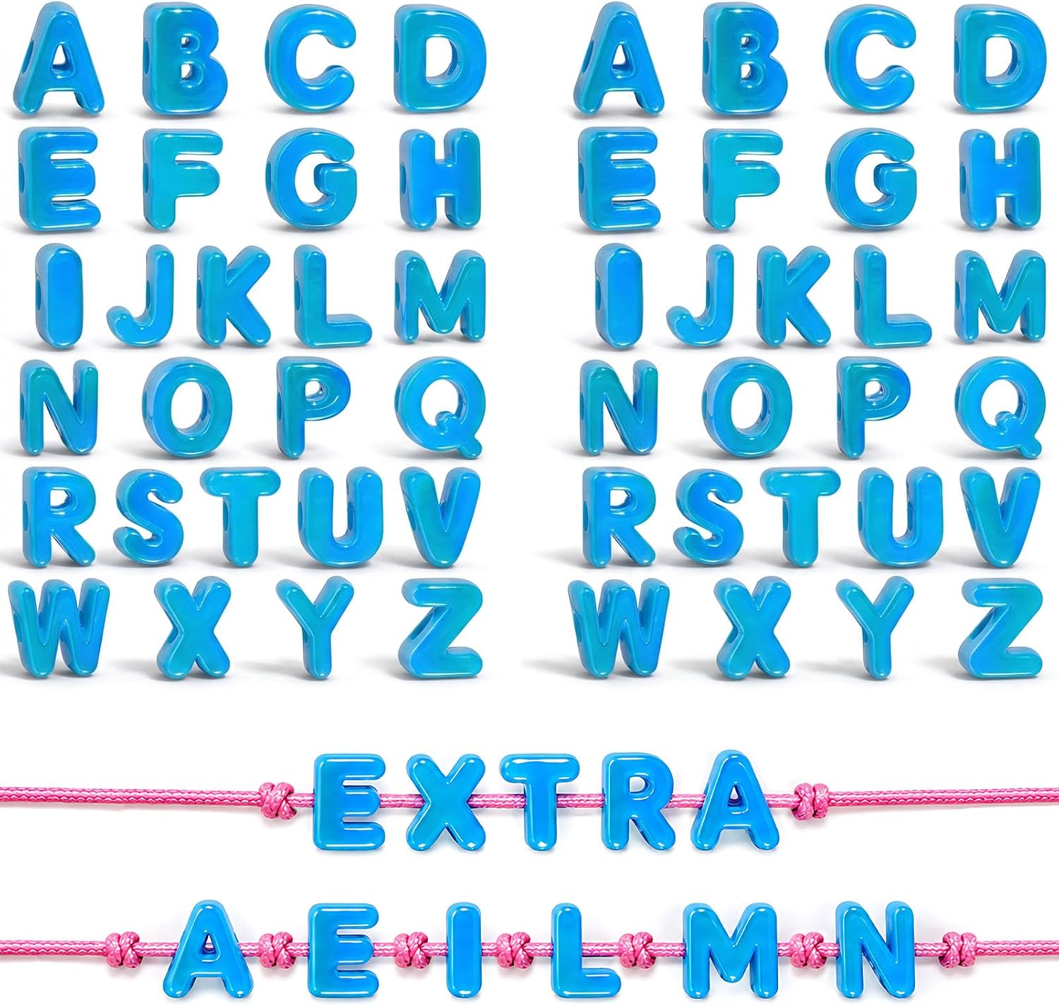 64 Pcs Chunky Bubble Letter Beads, Large Letter Beads for Keychain