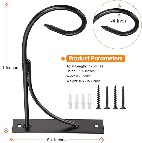 Miniatura 4 de Soporte para colgar plantas de pared, gancho para plantas colgantes de 11 pulgadas, colgador de plantas de metal decorativo rústico resistente para