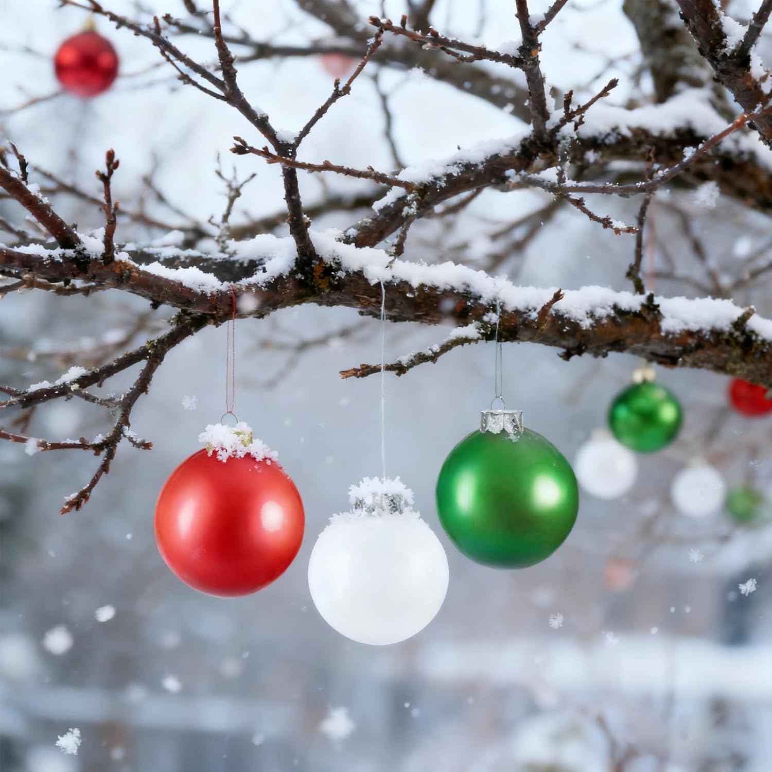 9Pcs Outdoor Christmas Decorations,12 in Large Inflatable Balls for Yards, Lawns, Porches, Gardens, Front Doors or Windows Christmas Decorated (Green White Red 9pcs)
