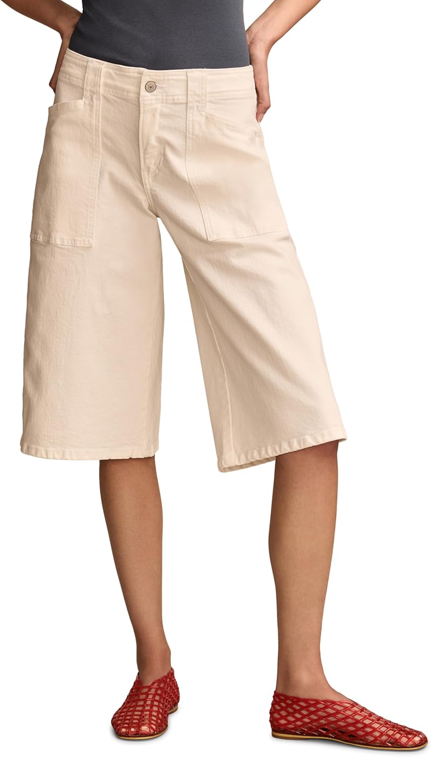 Lucky Brand Women's Culotte Shorts - Mid-Rise Relaxed Fit, 98% Cotton Stretch for Casual Comfort