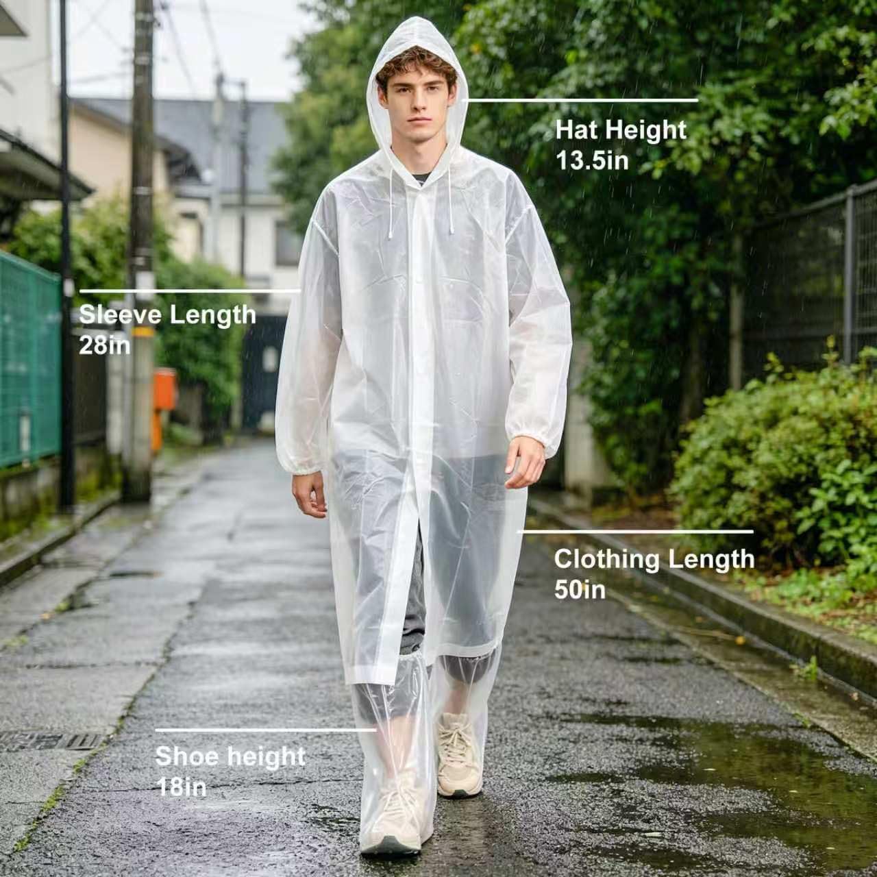 Rain Poncho & ShoeCovers Set, Waterproof Unisex Gear for Adults image 5