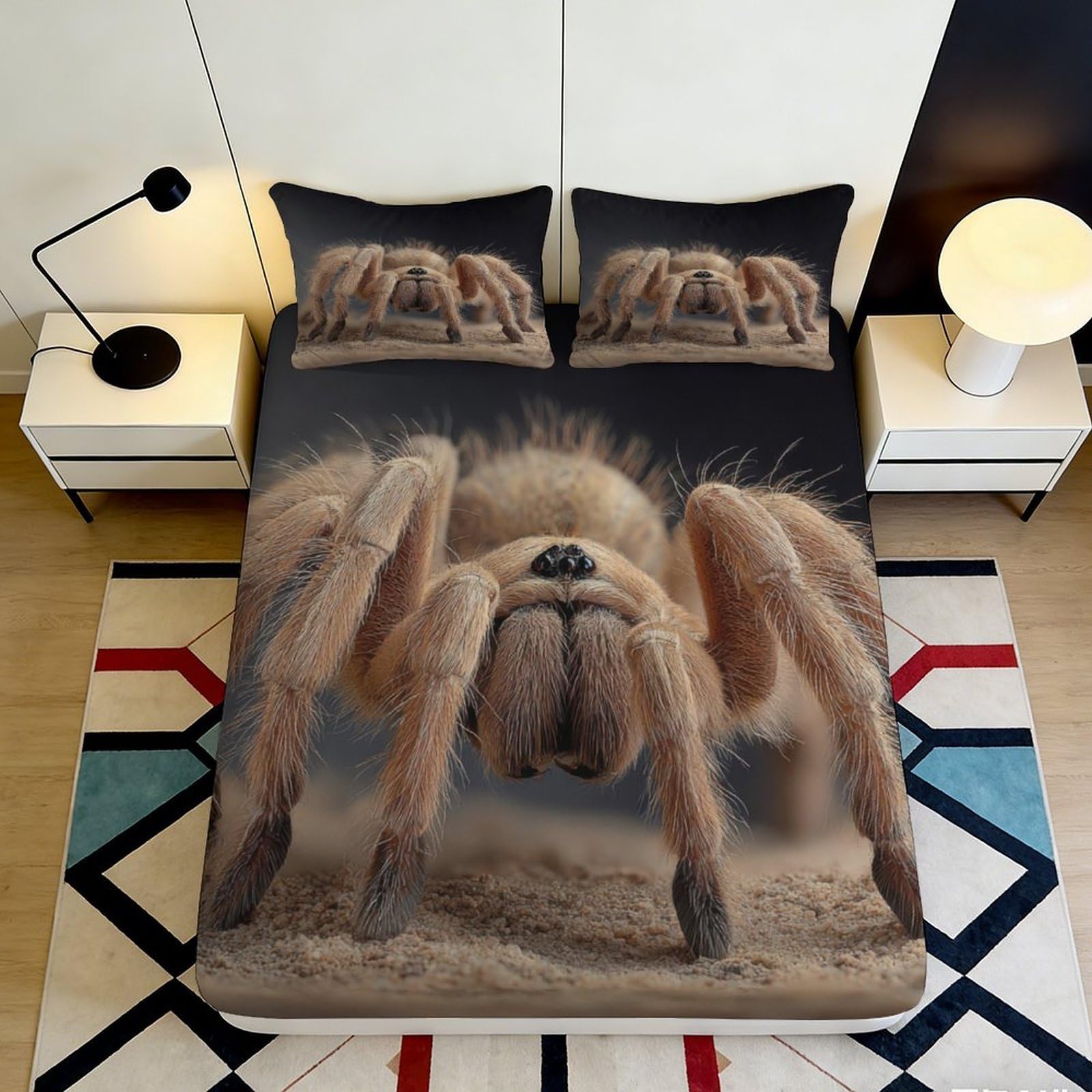 Jqzkxnhpbr Style-2 3D Printed Tarantula Fitted Sheet Microfiber Soft Decorative Spider Bed Cover For Bedroom Guest Room Protection Decor 90X200x25cm