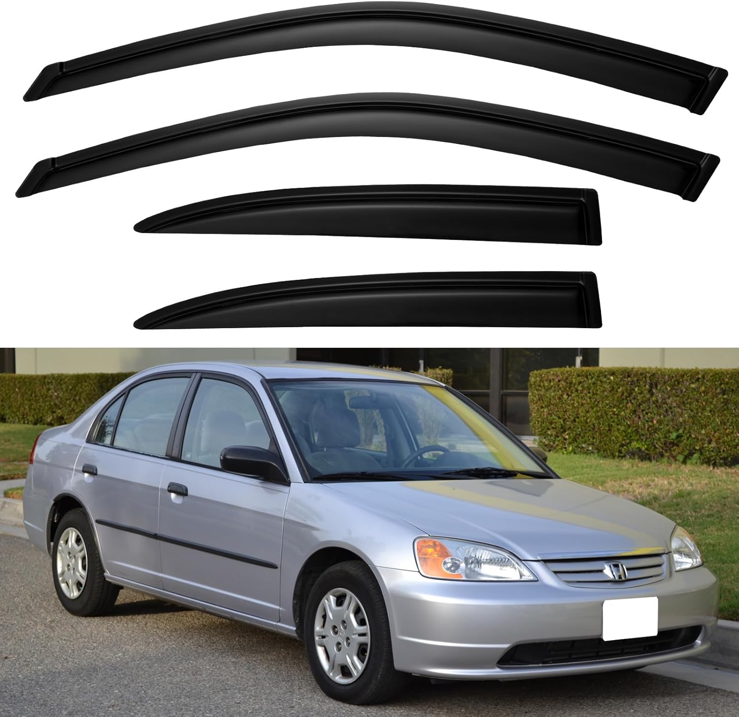 Window Visors Rain Guards for Honda Civic 2001 2002 2003 2004 2005, Out-Channel Window Vent Wind Deflectors Visors Shades for 01-05 Civic 4-Door Sedan 2001-2005 Honda Civic Sedan