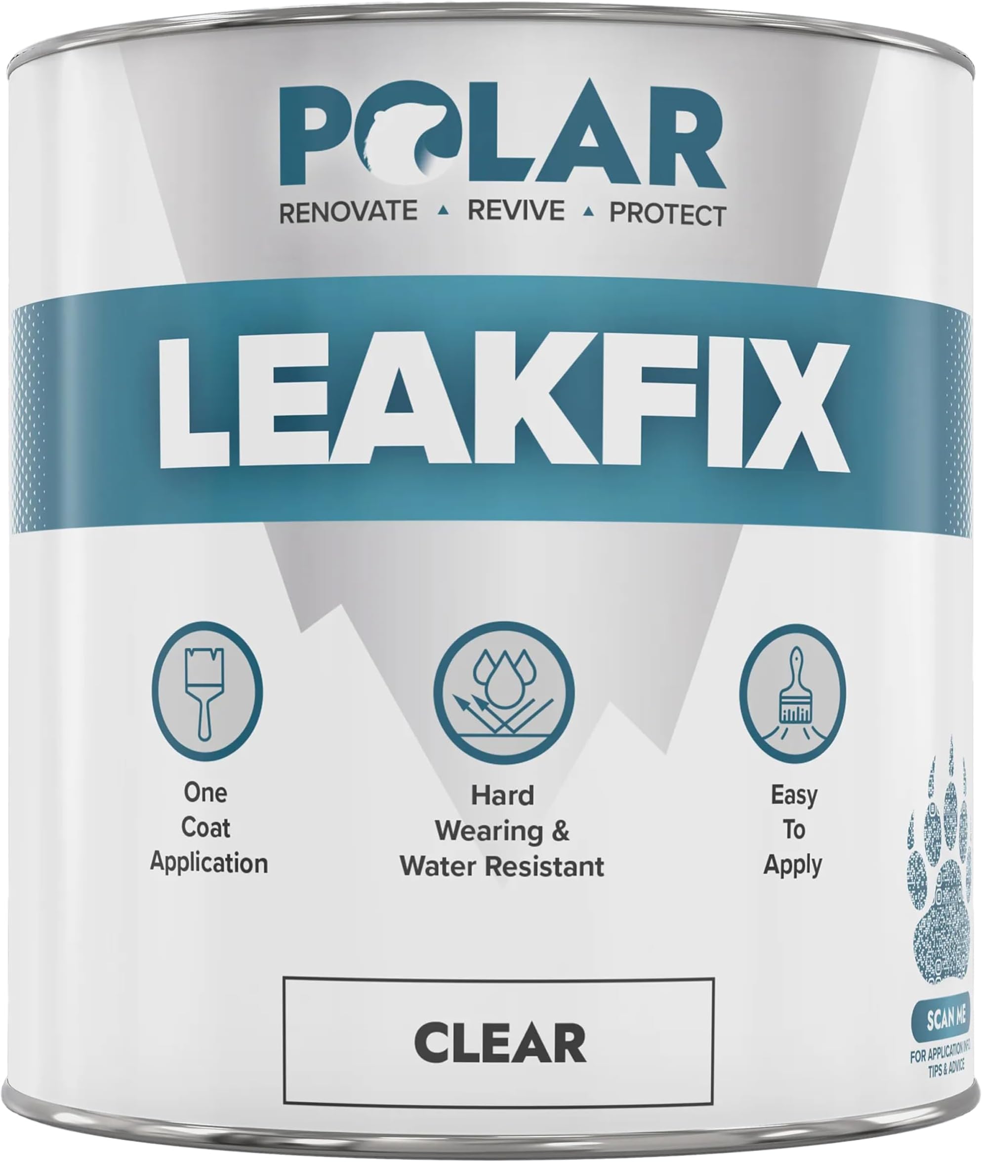 Polar Leak Seal Paint - 1L, Clear - Waterproof Roof Sealant for Leaks & Cracks - Seals and Protects Roofs, Gutters, & Drainpipes from UV Damage - Easy One Coat Application