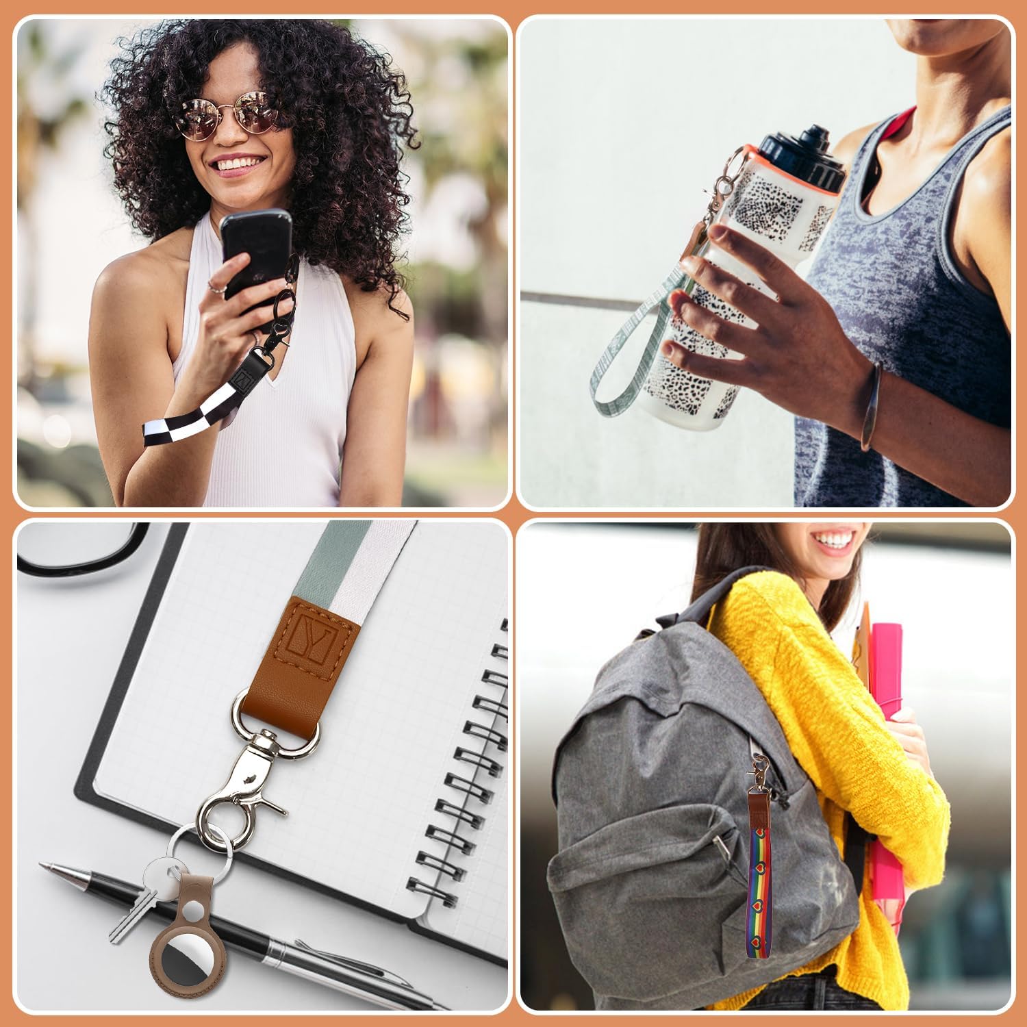 Keychain Wristlet, Short Key Chain for Women Men, Soft Wrist Keychain Lanyard Strap for Keys Car Key Phone Wallet, Khaki - Image 6