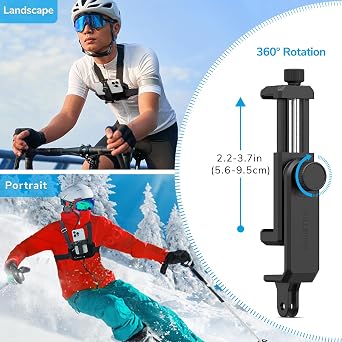 Phone Chest Mount Harness Holder Mobile Phone Strap Clip Compatible with iPhone Samsung GoPro 13/12/11/10/9/8 DJI Osmo and Most Cell Phones Action Cameras POV/VLOG