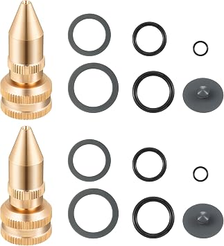 Feekoon 2 Pack Brass Adjustable Nozzle Compatible with Roundup 181538, All Brass Screw on Cone Nozzle Repair Kit with Gaskets and O Shaped Rings Compatible with Roundup/Scotts/Grab & Go/Smith Sprayer