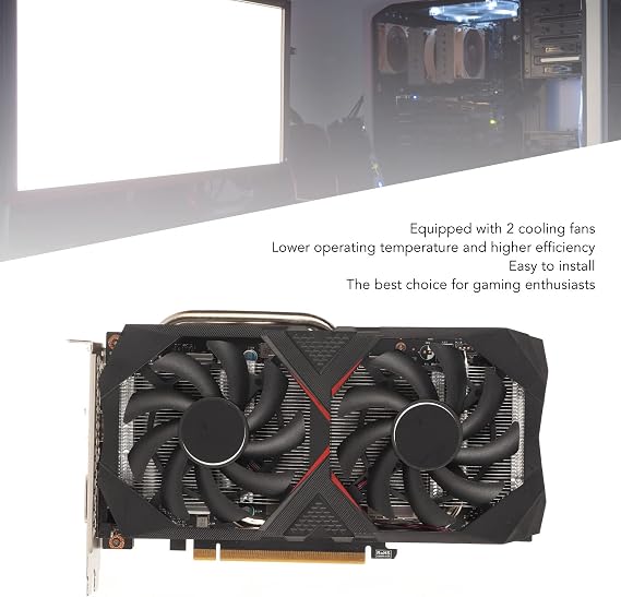 Septpenta RTX 2060S 8G GDDR6 256Bit Graphics Card, PCI Express 3.0 X 16 Interface HD Multimedia Interface Game Graphics Card with 2 Cooling Fans