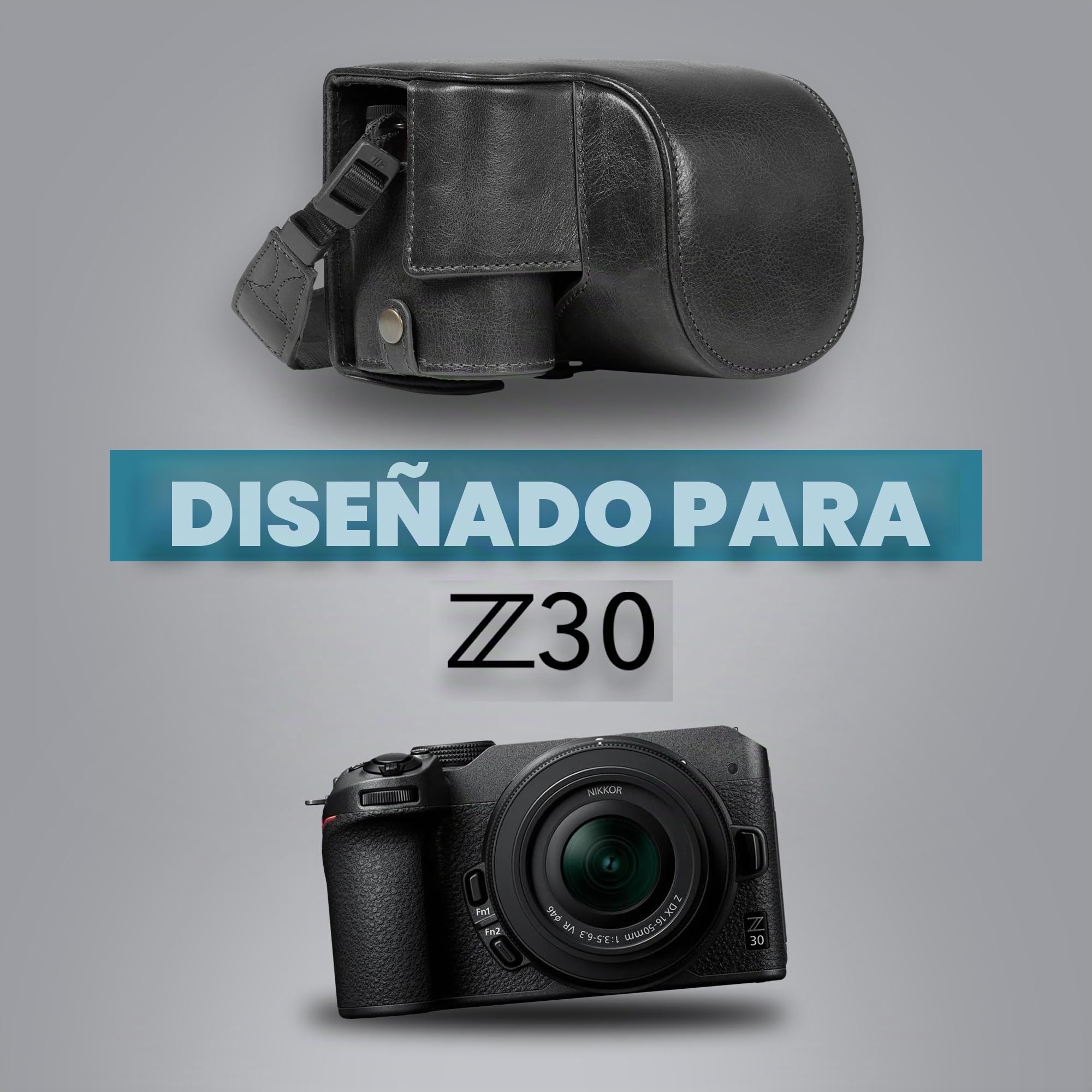 MegaGear Ever Ready Genuine Leather Camera Case Compatible with Nikon Z30 (Negro)