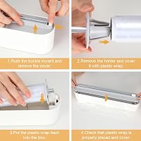 Suport magnetic Housolution pentru folie alimentară și folie de aluminiu cu dispenser și tăietor, pentru role cu lățimea de 30 cm 6