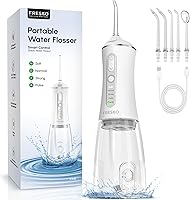 FRESKO Cordless Water Dental Flosser 300ml: Portable Oral Irrigator with 4 Modes, IPX7 Waterproof, 50-Day Battery & 5 Tips for Braces Travel