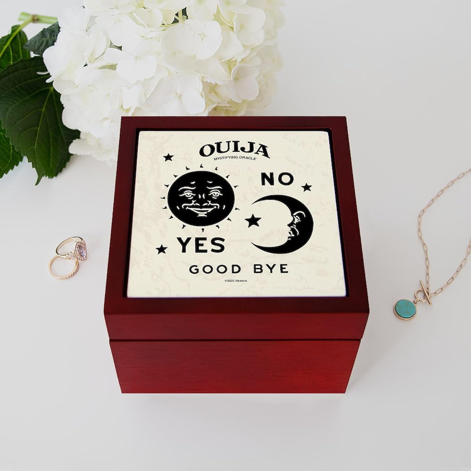 CafePress Ouija: Crescent Shape Indicates NO Memory Keepsake Jewelry Box, 5"x5"x3.75"