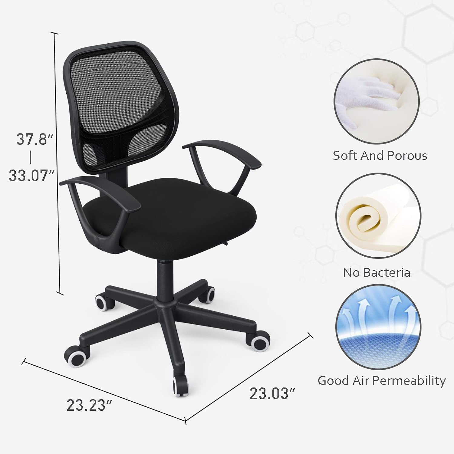 Mecor Low Back Small Office Chair, Lumbar Support Modern Office Chair Ergonomic Adjustable Height.Swivel Office Desk Chair for Back (Black)