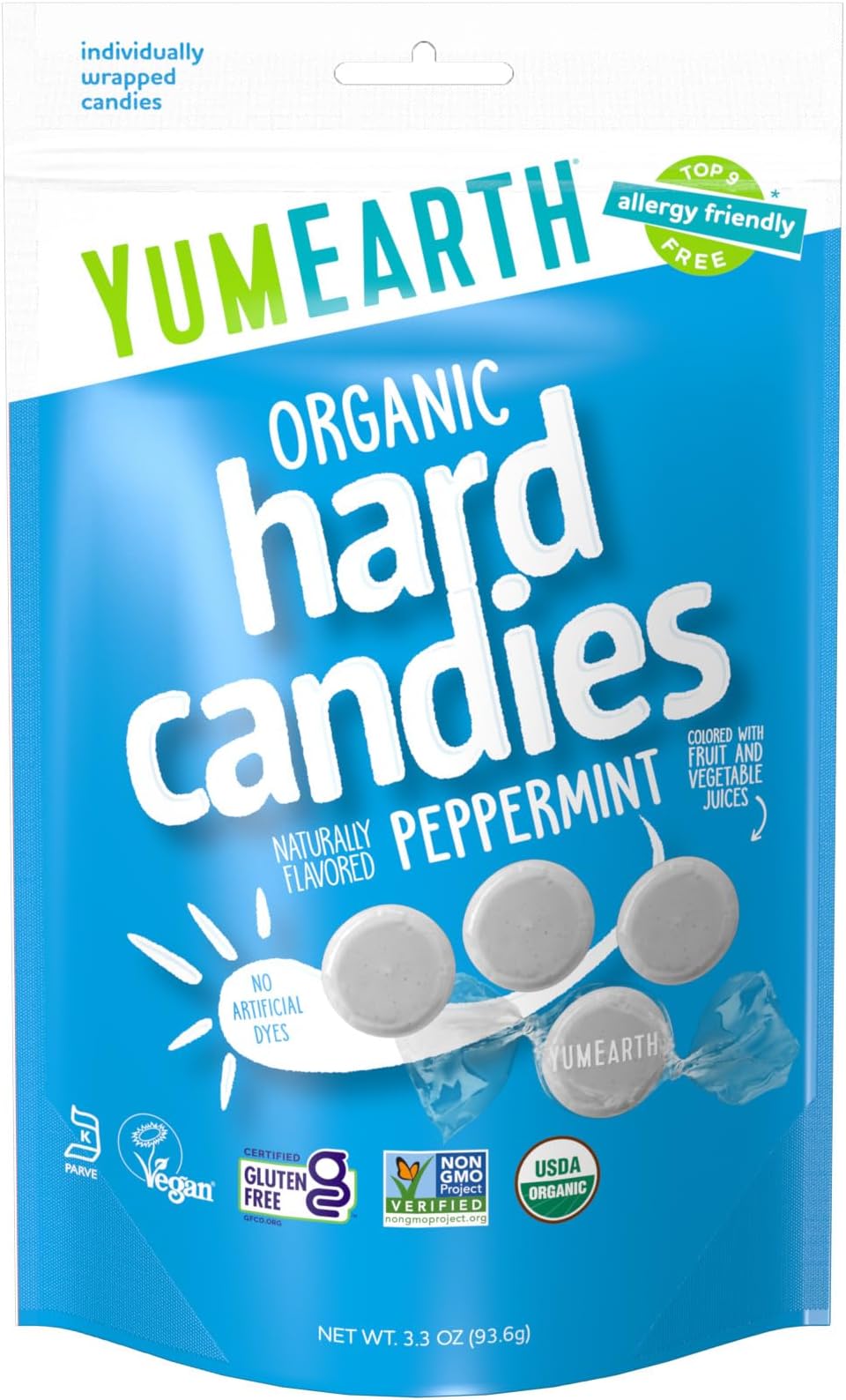 YumEarth, Organic Refresh Mints, Wild Peppermint, 3.3 oz (93.5 g) - 2pc