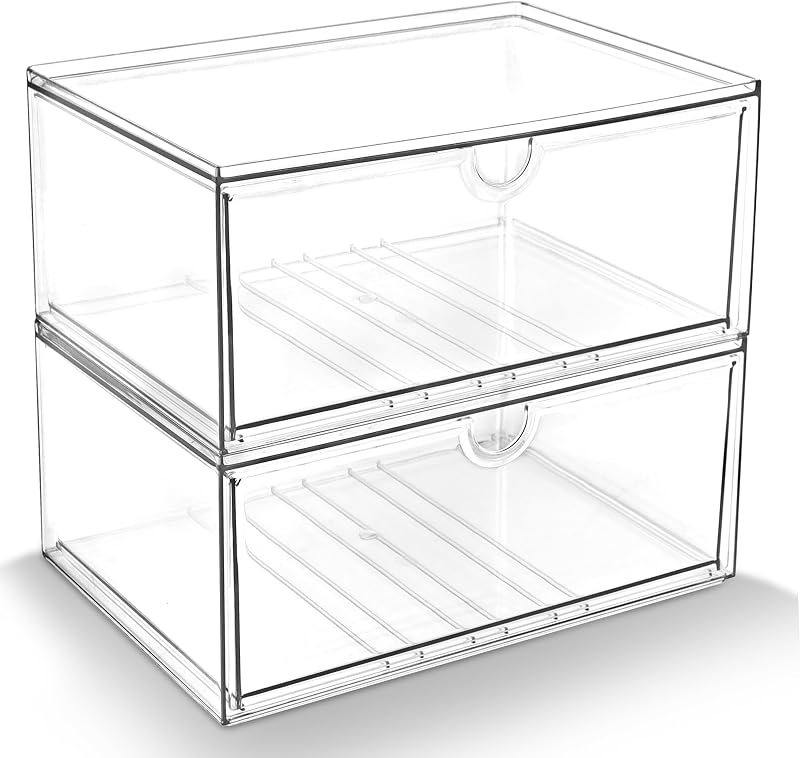 Prsildan Organizador de Acrílico Transparente com 2 Gavetas
