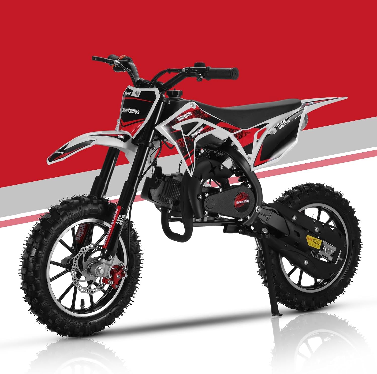 49cc 2-Stroke Gas Power Motocross, Kids Dirt Bike Pocket Motorbike with Front Rear Disc Brakes,Off Road Mini Motorcycle Youth Pocket Motorbike for Children Christmas Birthday Gifts