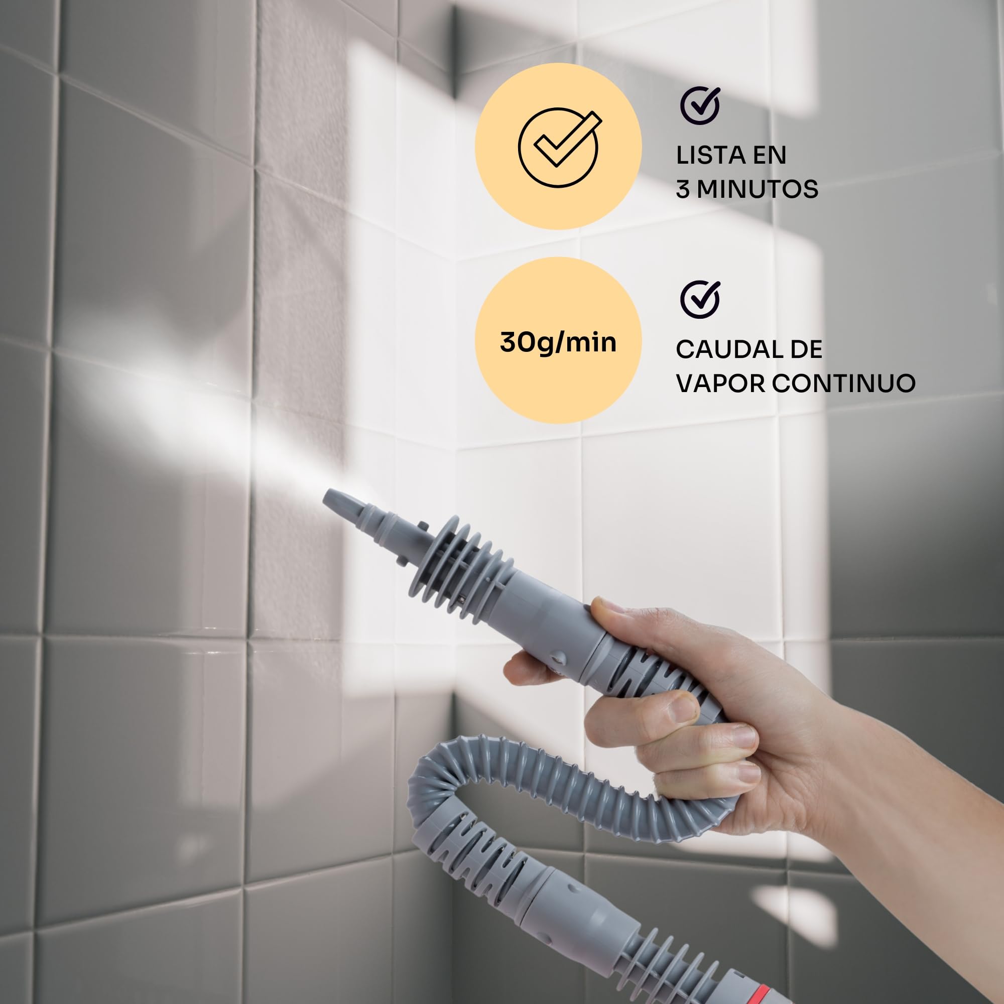 Mellerware Limpiador a Vapor de Mano Fush! 1050W Vaporeta de Limpieza Hogar 380mL 9 Accesorios