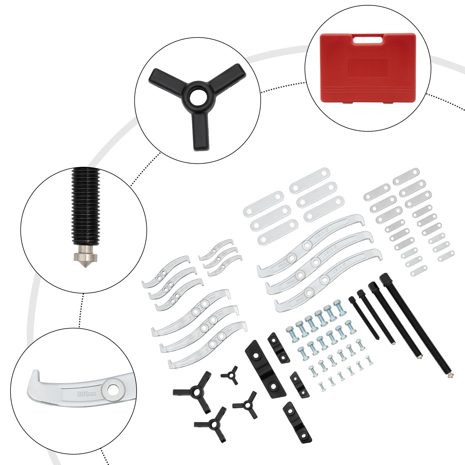 ACNAO Bearing Pullers, 2 and 3-Jaw Design Gear Hub Pulley Puller Bearing Separator with Carrying Box, Bearing Puller Gear Puller Suitable for Removing Gears, Hubs, Ball Seats, Bearings