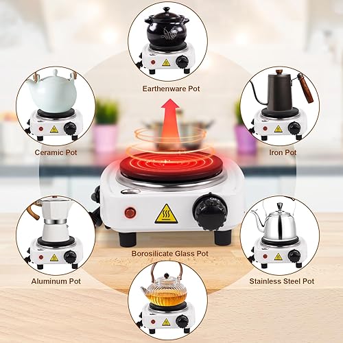 Miniatura 5 de Juego de cafetera de café expreso 2 en 1 con estufa eléctrica, estufa de aluminio de 3 tazas, cafetera percoladora italiana clásica moca cafetera