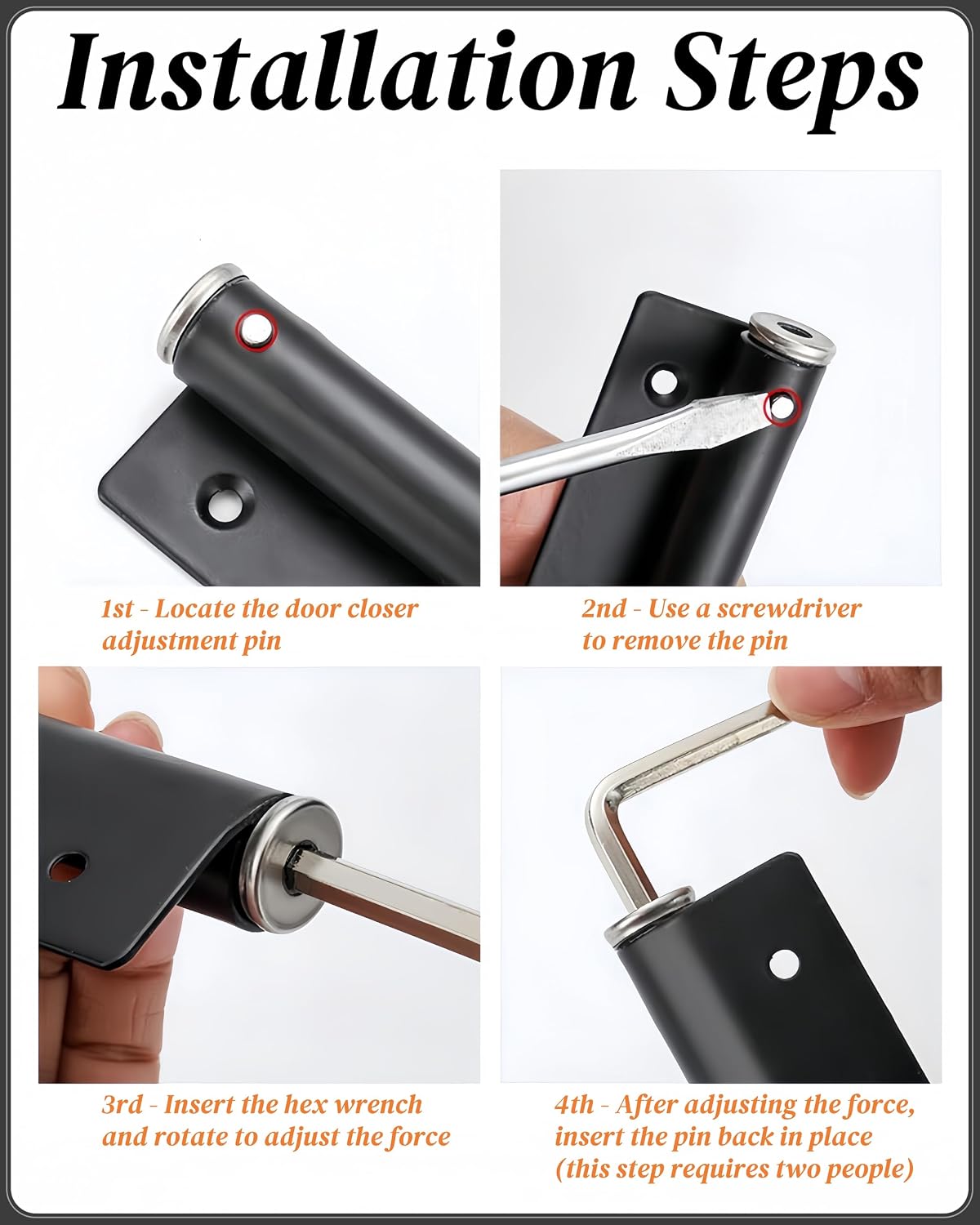 Automatic Door Closer for Home Easy to Install with Arm, Screw, Wrench | Safety Spring Door Closers | Auto Soft Close to Convert Hinged Doors to Auto Self Closing | Adjustable Catch Speed