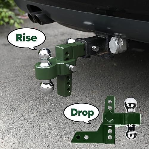 Miniatura 4 de SOKO Enganche de remolque ajustable de 2 pulgadas, enganche de remolque de elevacióncaída de 6 pulgadas con bolas de enganche de remolque de acero